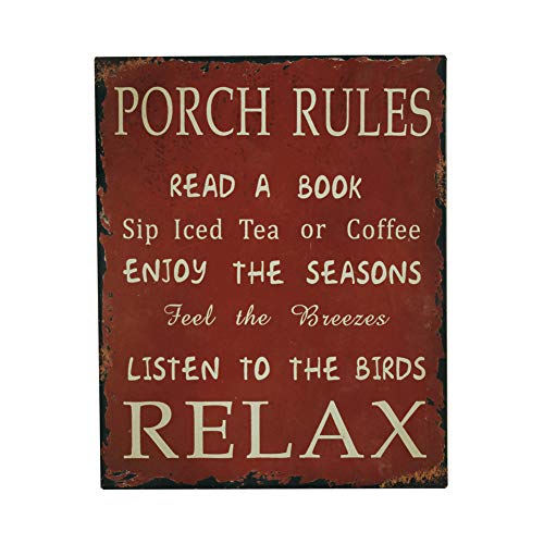 E-view Rustic Porch Rules Sign Metal Wall Sign Indoor Outdoor Home Decor - Image 1