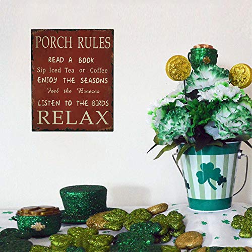 E-view Rustic Porch Rules Sign Metal Wall Sign Indoor Outdoor Home Decor - Image 3
