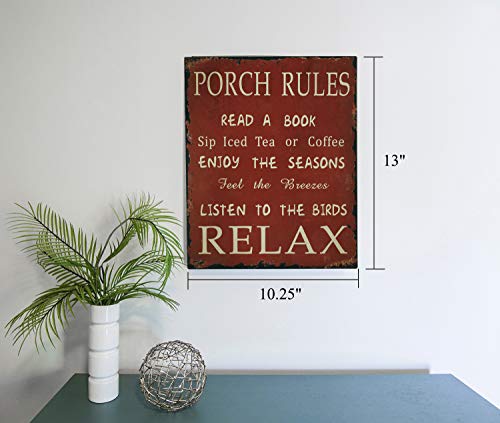 E-view Rustic Porch Rules Sign Metal Wall Sign Indoor Outdoor Home Decor - Image 2