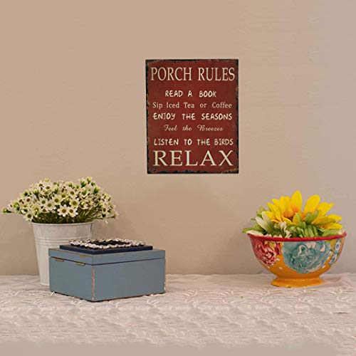 E-view Rustic Porch Rules Sign Metal Wall Sign Indoor Outdoor Home Decor - Image 4
