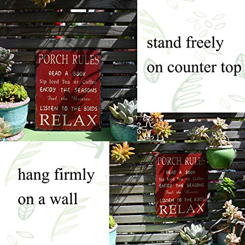 E-view Rustic Porch Rules Sign Metal Wall Sign Indoor Outdoor Home Decor - Image 5