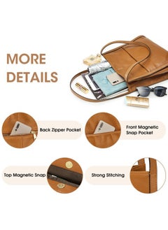 Kattee Women Shoulder Bag Genuine Leather Totes Purses and Handbags Medium Size, Brown  - Image 5