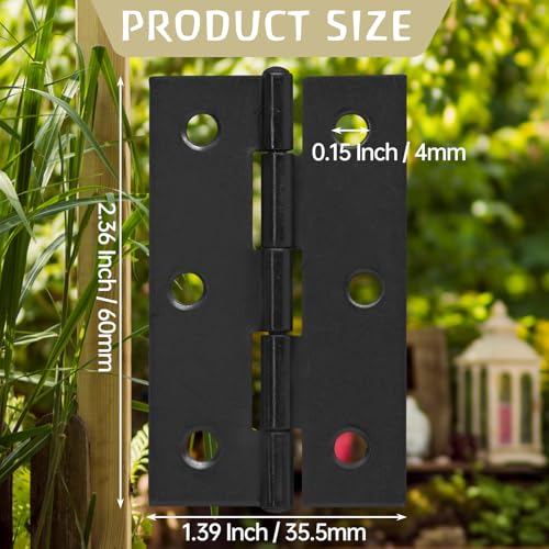 Murtenze 12 Pack 2.5 Inch Door Hinge Cabinet Hinge,Black Butt Hinges Ball Bearing Window Outdoor Hinges with Mounting Screws - Image 2