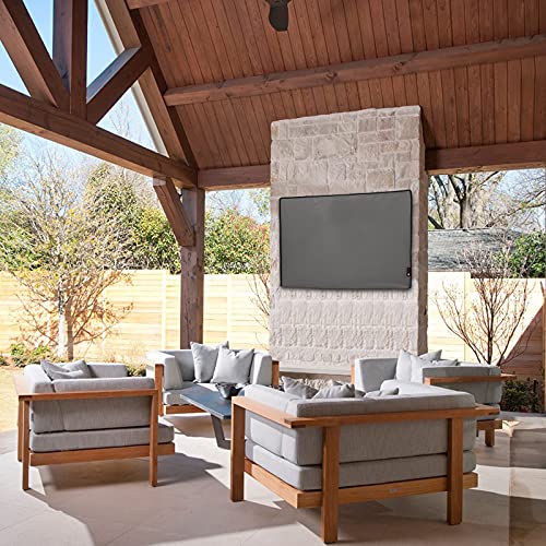 iBirdie Outdoor TV Cover 40 to 43 inch Weatherproof, Cover Size 39.5''L x 25''H, Waterproof for Outside Flat Screen 40 to 43 inch TV, Grey, 600D Thick Fabric Screen Protector with Bottom - Image 5