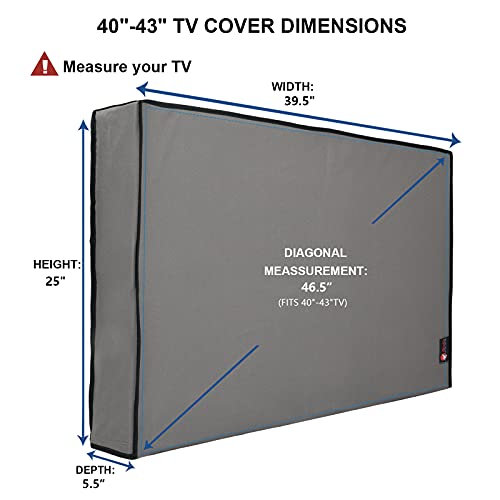 iBirdie Outdoor TV Cover 40 to 43 inch Weatherproof, Cover Size 39.5''L x 25''H, Waterproof for Outside Flat Screen 40 to 43 inch TV, Grey, 600D Thick Fabric Screen Protector with Bottom - Image 2