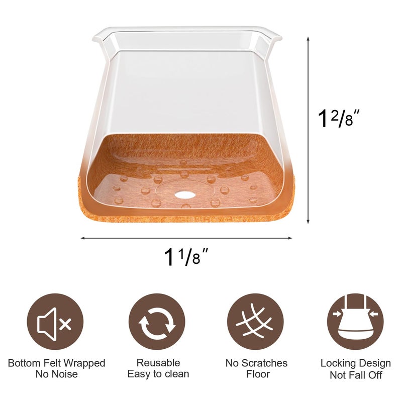 Oconda 20 Pcs Chair Leg Floor Protectors For Hardwood Floors, Clear Rubber Furniture Sliders With Felt, Silicone Furniture Leg Caps Covers, Fit Round Diameter (0.8''-1.2'') - Image 5