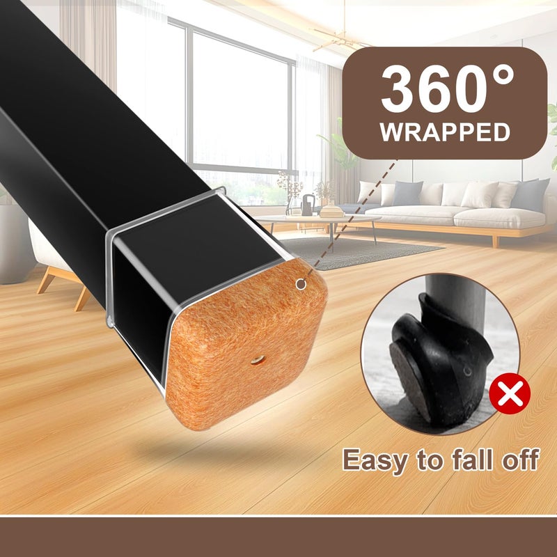 Oconda 20 Pcs Chair Leg Floor Protectors For Hardwood Floors, Clear Rubber Furniture Sliders With Felt, Silicone Furniture Leg Caps Covers, Fit Round Diameter (0.8''-1.2'') - Image 3