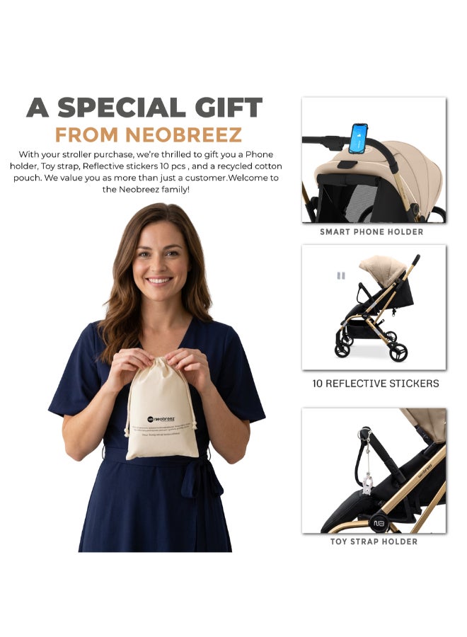 Neobreez - Octa 360 Degree Reversible Stroller Compact Travel Stroller - Beige - Image 3