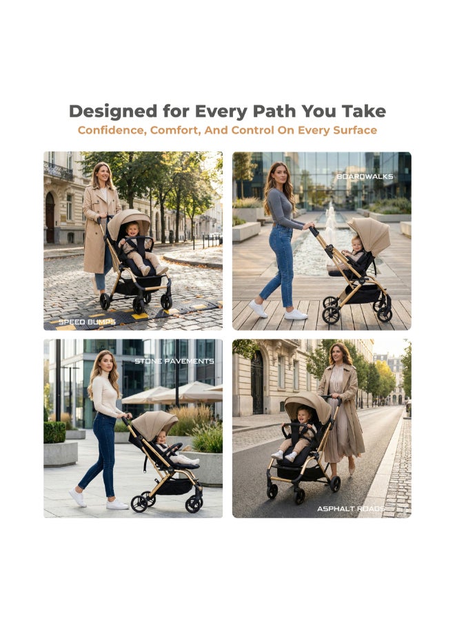 Neobreez - Octa 360 Degree Reversible Stroller Compact Travel Stroller - Beige - Image 5