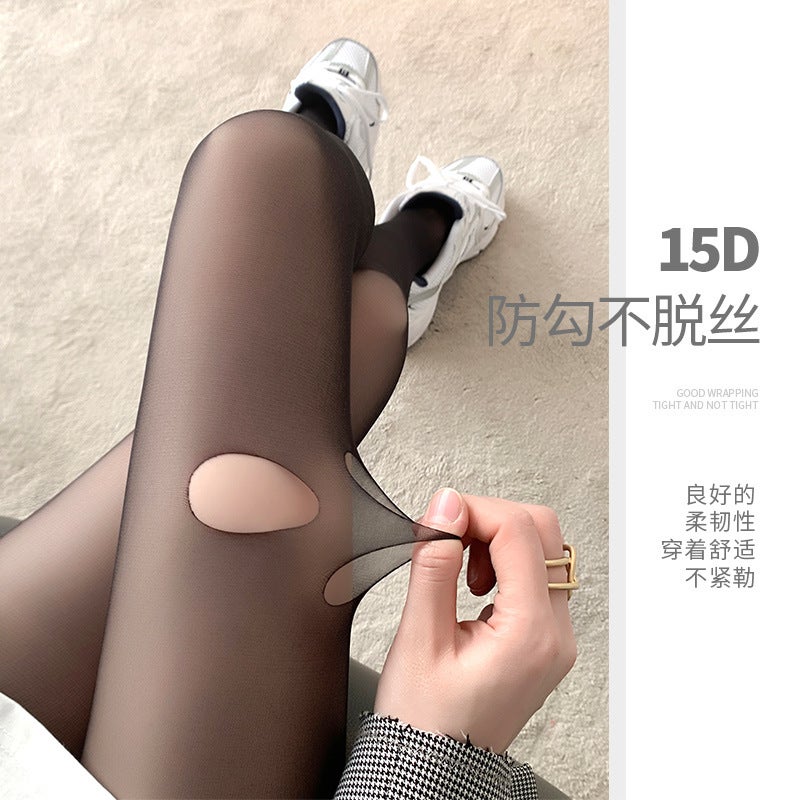 Paris Letter Silk Stockings Women'S Black Thin Anti-Hook Silk Mesh Red Tide Base Pantyhose Skinny Legs - Image 5
