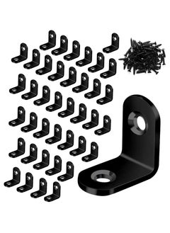 ZFHDBM 40PCS L Bracket Corner Bracket, ZFHDBM Stainless Steel L Brackets for Shelves, Black Small Right Angle Bracket, Metal Corner Brace for Wood Furniture Cabinet Chair with 80PCS Screws (0.79x0.79 in)  - Image 1
