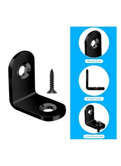 ZFHDBM 40PCS L Bracket Corner Bracket, ZFHDBM Stainless Steel L Brackets for Shelves, Black Small Right Angle Bracket, Metal Corner Brace for Wood Furniture Cabinet Chair with 80PCS Screws (0.79x0.79 in)  - Image 3
