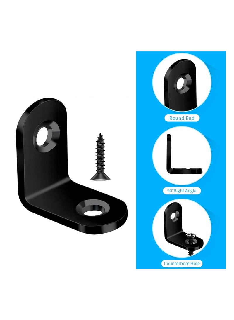 ZFHDBM 40PCS Black L Bracket Corner Braces, ZFHDBM Stainless Steel Right Angle Brackets (0.79x0.79 inch), Heavy-Duty Small Metal Corner Brackets for Shelves, Furniture, Cabinets, Wood Projects – Includes 80PCS Screws  - Image 3