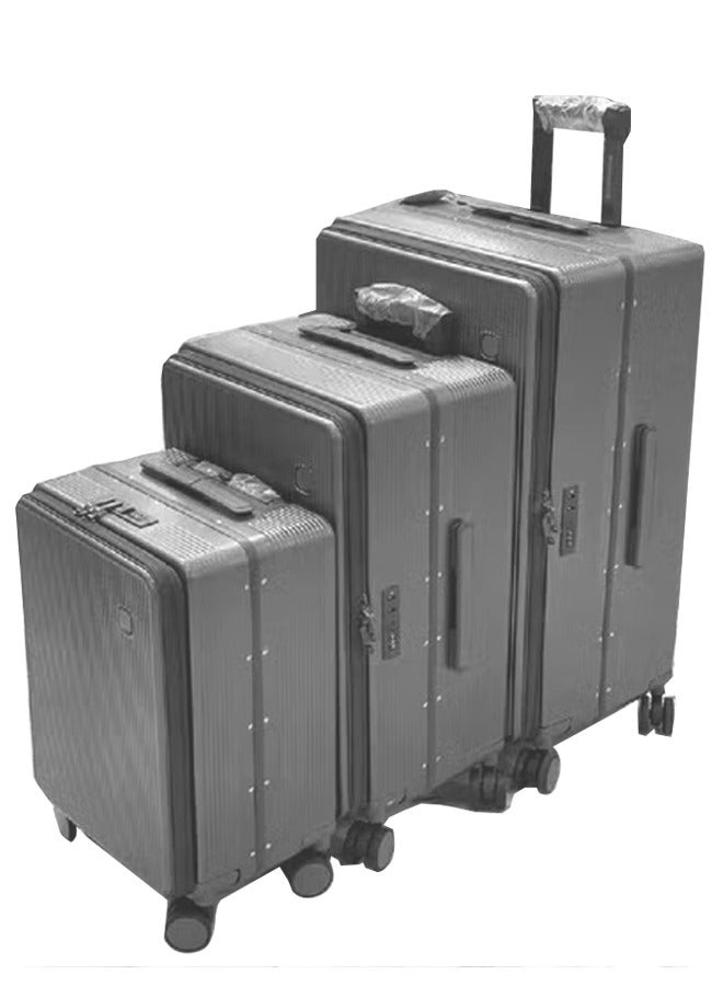 إن كي أكس مجموعة من ثلاث حقائب سفر بعجلات مصنوعة من الألومنيوم الصلب مزودة بأربع عجلات دوارة مقاس 20*24*28 بوصة - Image 1