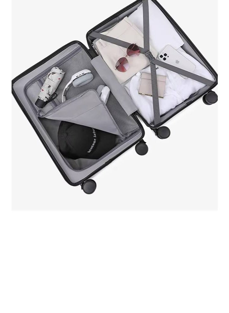 إن كي أكس مجموعة من ثلاث حقائب سفر بعجلات مصنوعة من الألومنيوم الصلب مزودة بأربع عجلات دوارة مقاس 20*24*28 بوصة - Image 2