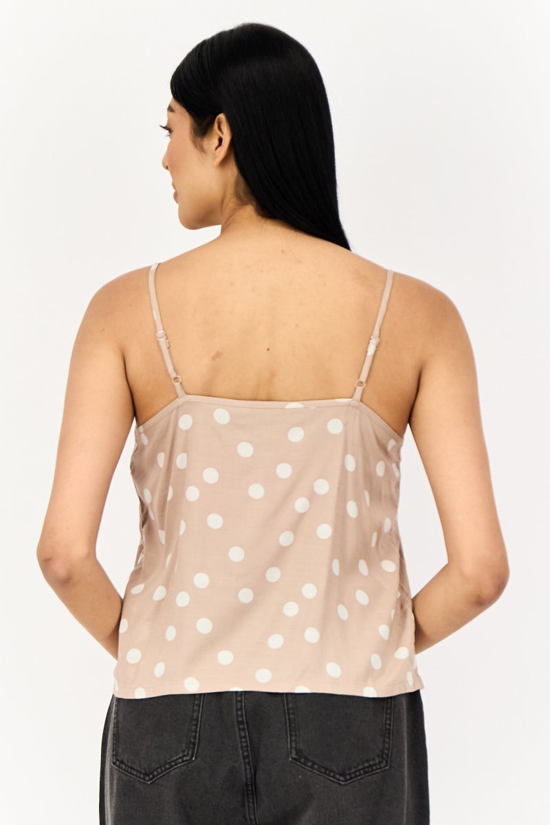 ONLY Women Crew Neck Sleeveless Polka Dots Tank Top, Multicolor  - Image 4