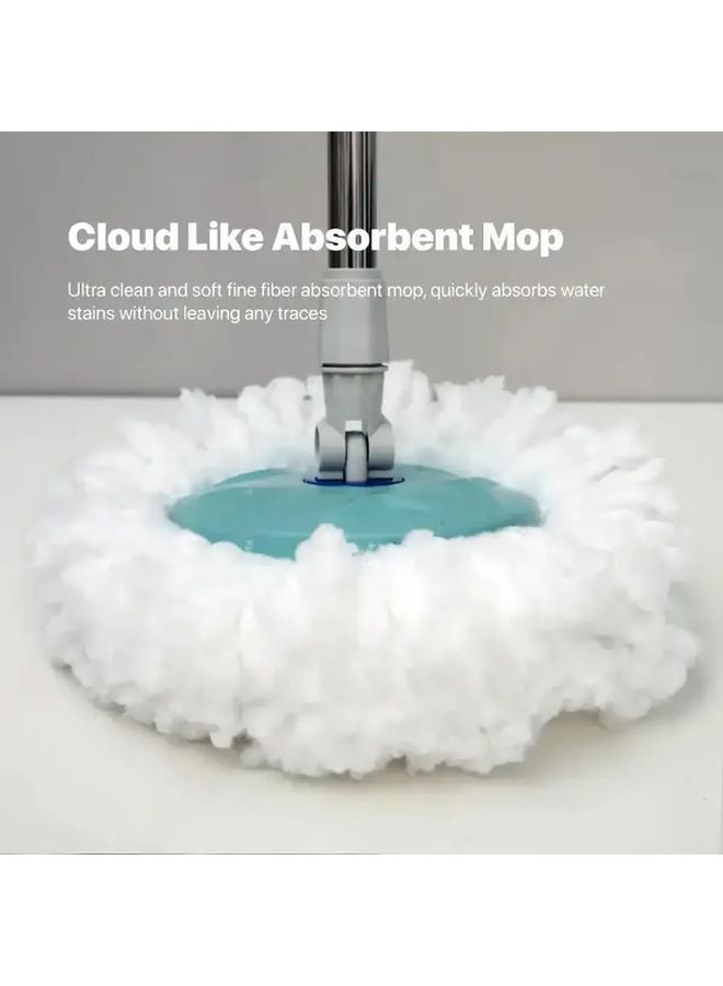 Blue Rotating Mop Set With Built In Water Bucket And 2 Ultra Fine Fiber Heads - Image 4