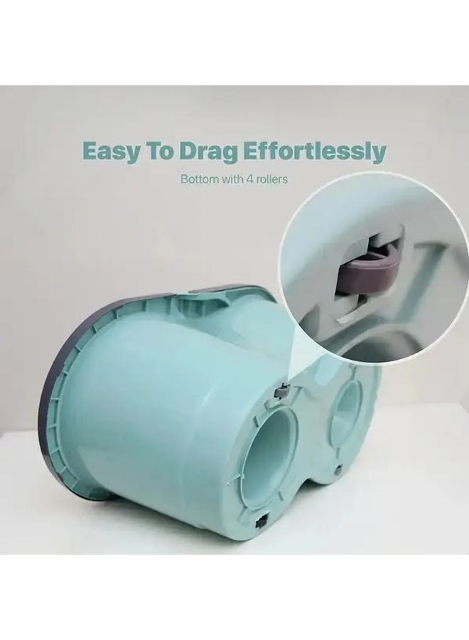 Blue Rotating Mop Set With Built In Water Bucket And 2 Ultra Fine Fiber Heads - Image 1