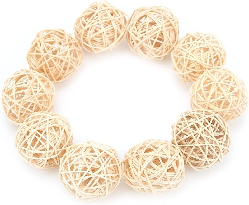 Fydun 10 Pcs Bird Chew Toy Rattan Balls 5CM Original Color Small Animal Cage Chewing Play - Image 2