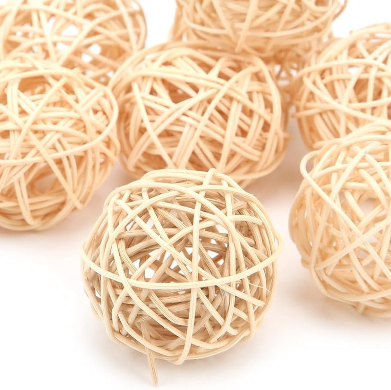 Fydun 10 Pcs Bird Chew Toy Rattan Balls 5CM Original Color Small Animal Cage Chewing Play - Image 5