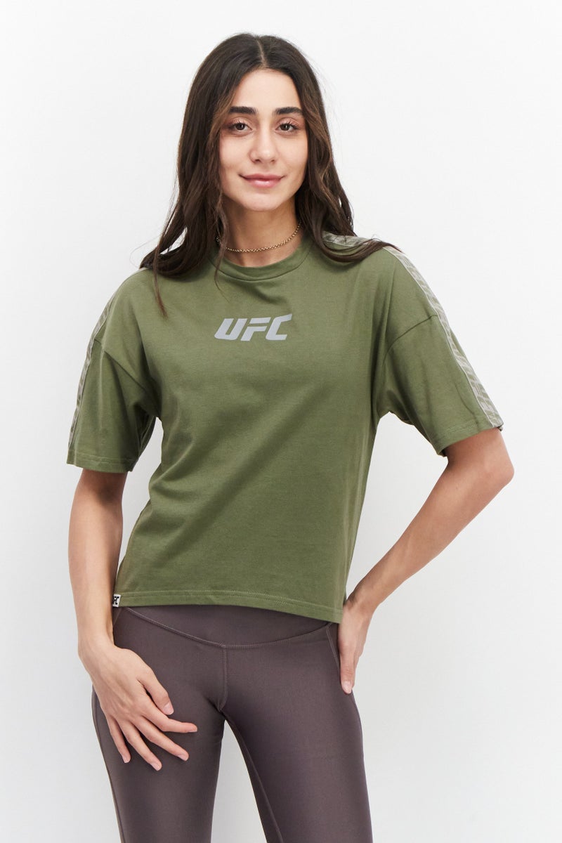 Ufc Women Sportswear Fit Brand Logo Training T Shirt, Sage Green - Image 1