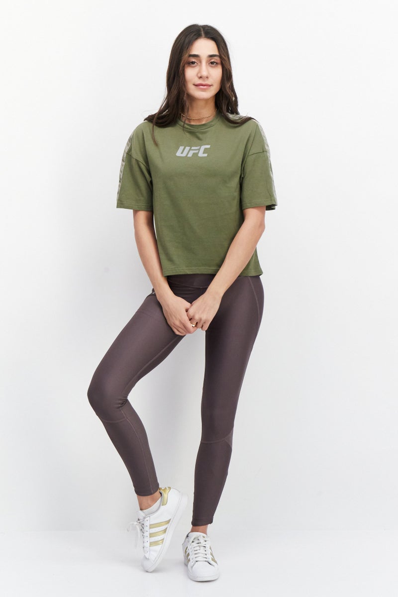 Ufc Women Sportswear Fit Brand Logo Training T Shirt, Sage Green - Image 3