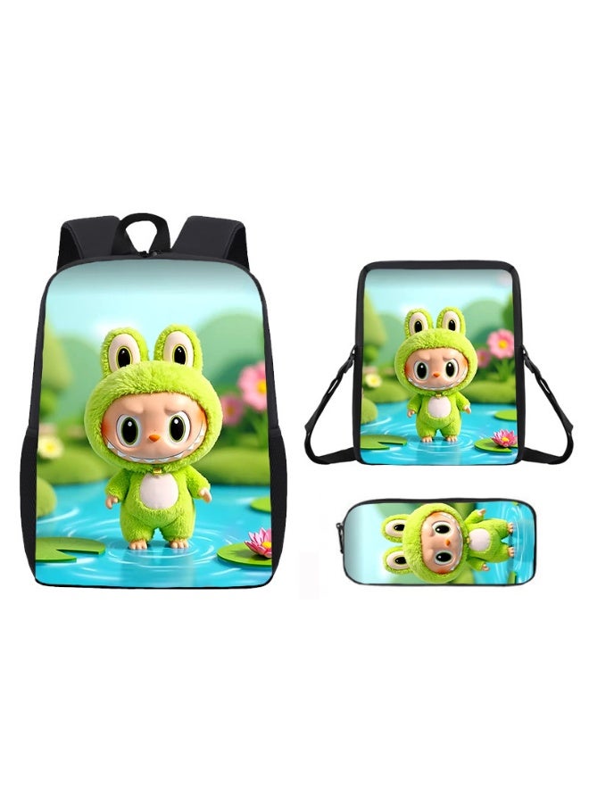 LABUBU Lightweight Primary School Bag Labubu Cute Printed Cartoon Anime Children's Backpack 42*29*16CM+Lunch Bag 26*18*6CM+Pen Bag 11*22*2.5CM - Image 1