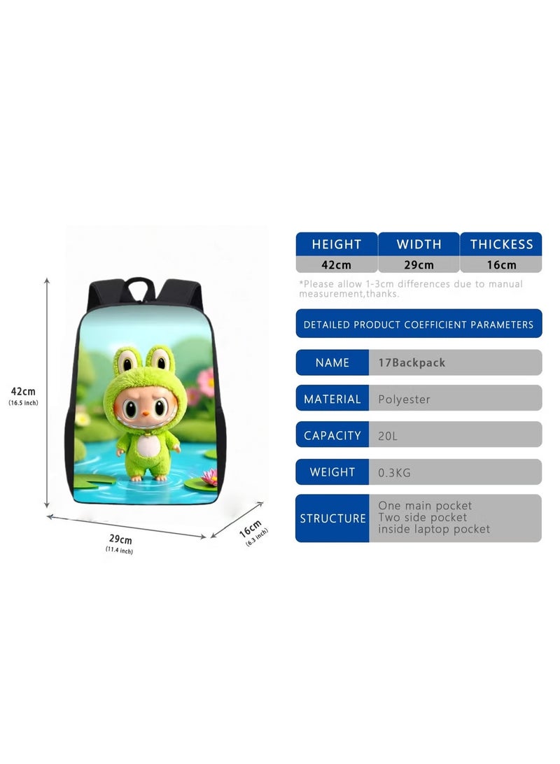 LABUBU Lightweight Primary School Bag Labubu Cute Printed Cartoon Anime Children's Backpack 42*29*16CM+Lunch Bag 26*18*6CM+Pen Bag 11*22*2.5CM - Image 2