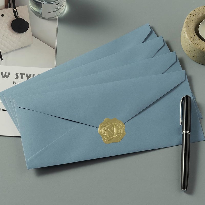 Toperd 50 Count #10 Business Envelope with Gold Stickers for Office, Business, Letter Mailing, 4.13 x 9.49 Inches (Dusty Blue) - Image 5