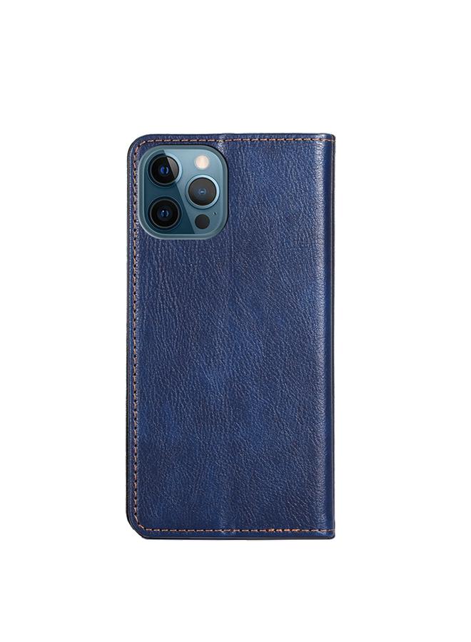 زبون جراب لهاتف iPhone 13 Pro Max مصنوع من جلد البولي يوريثان الحراري اللامع بلون سادة مع حامل وفتحة للبطاقات ومحفظة. - Image 3