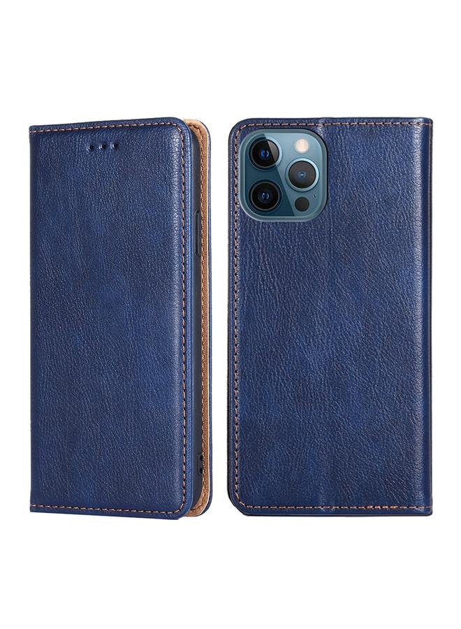 زبون جراب لهاتف iPhone 13 Pro Max مصنوع من جلد البولي يوريثان الحراري اللامع بلون سادة مع حامل وفتحة للبطاقات ومحفظة. - Image 1