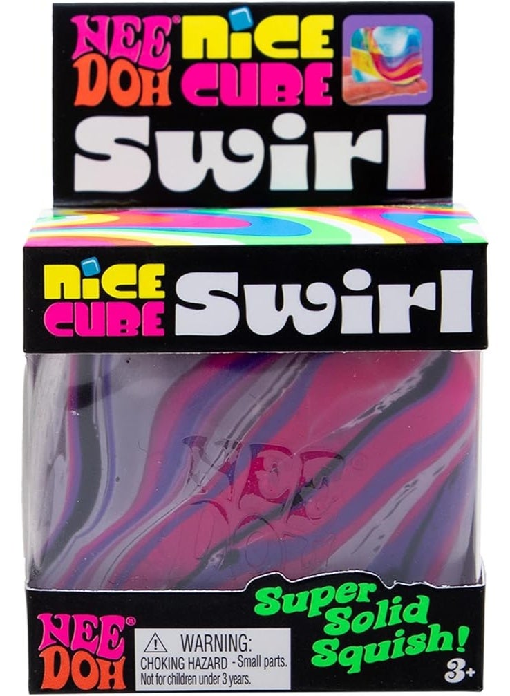 NeeDoh Nice Cube Swirl - Schylling Sensory Toy with a Super Solid Squish - Unique, Swirling Color Blend - Ages 3 and Up (Purple) - Image 1