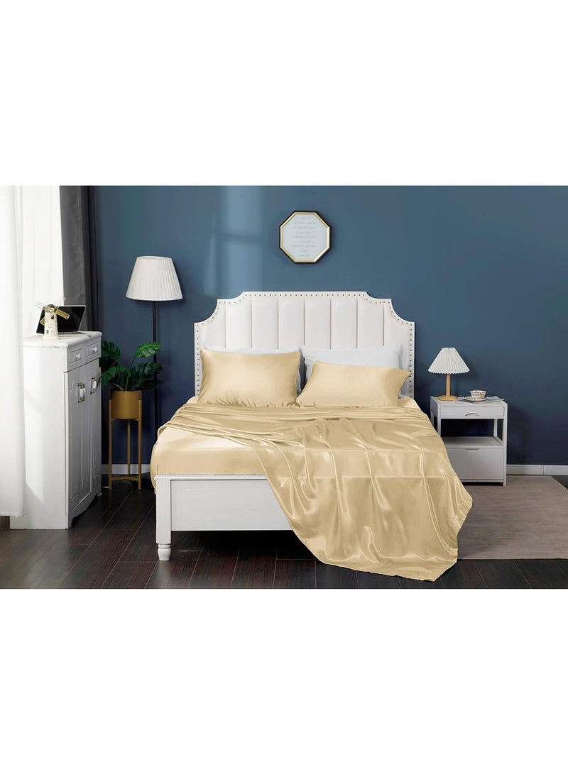 VITION غطاء وسادة من حرير ساتين للشعر والبشرة، ناعم وقابل للتنفس، غطاء وسادة حرير مزدوج الجوانب (كوين - 50 × 75 سم - 2 قطعة - ذهبي عتيق) - Image 4