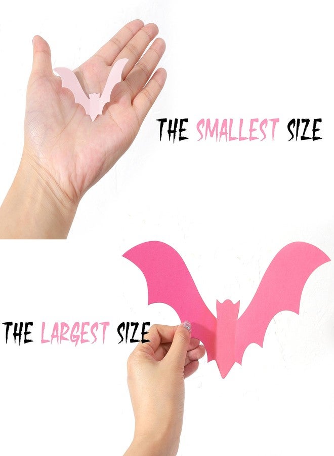 Agkvw Pink Bats Wall Decor - 50 PCS 4 Sizes Pink, Blush and Black Halloween 3D Bats, Pink Halloween Party, Cute Halloween Decorations, Paper Bats Indoor Decor - Image 5