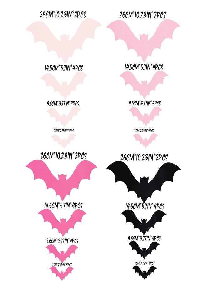 Agkvw Pink Bats Wall Decor - 50 PCS 4 Sizes Pink, Blush and Black Halloween 3D Bats, Pink Halloween Party, Cute Halloween Decorations, Paper Bats Indoor Decor - Image 4