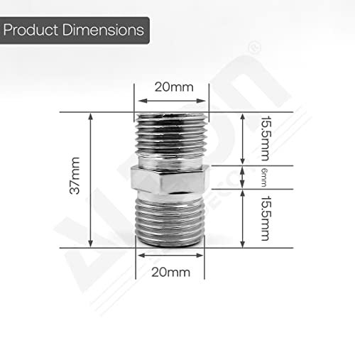 ALTON ALD335, Brass Hex Nipple, Pack of 4 (Chrome) - Image 2