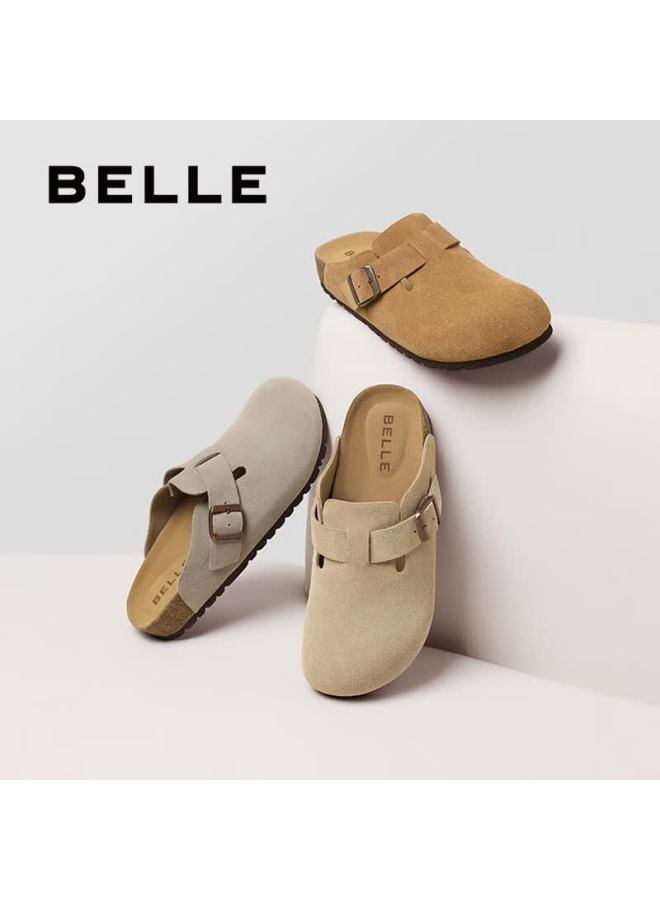 belle أحذية بيركنستوك للرجال بارتفاع 3 سم ذات النعل السميك، صيف وربيع، صنادل مغلقة الأصابع سهلة الارتداء B3731 رمادي 39 - Image 3