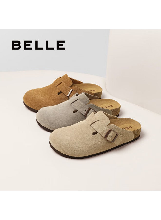 belle أحذية بيركنستوك للرجال بارتفاع 3 سم ذات النعل السميك، صيف وربيع، صنادل مغلقة الأصابع سهلة الارتداء B3731 رمادي 39 - Image 2