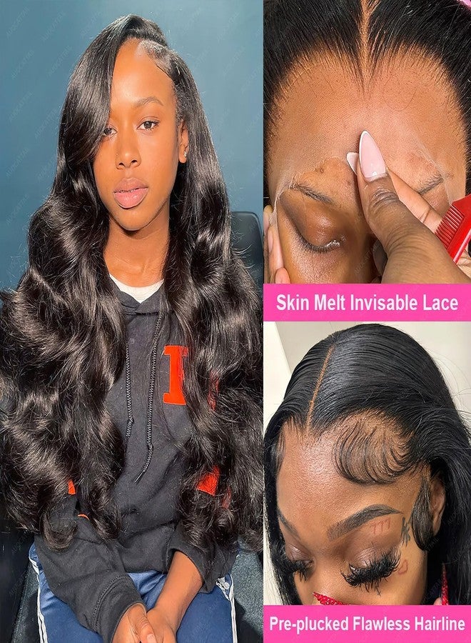 AUOCATTAIL 13x4 Body Wave HD Lace Front Wigs Synthetic Artificial Human Hair Glueless Wigs Plucked Pre Cut Body Wave Frontal Closure Wigs 28 Inch - Image 5