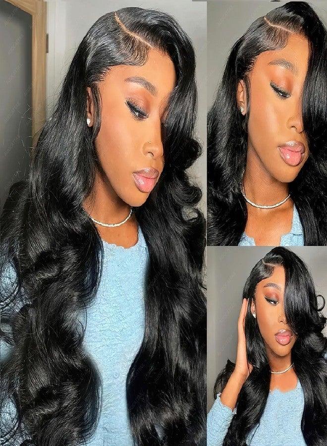 AUOCATTAIL 13x4 Body Wave HD Lace Front Wigs Synthetic Artificial Human Hair Glueless Wigs Plucked Pre Cut Body Wave Frontal Closure Wigs 28 Inch - Image 3