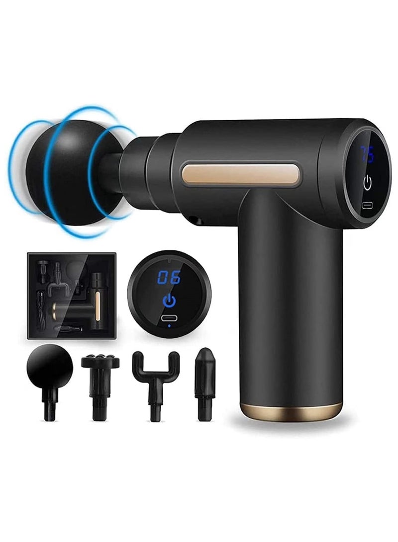Massage Gun,Mini Massage Gun Deep Tissue,6 Speeds Percussion Muscle Massager with 4 Massage Heads 1800mAh Battery Type-C Charging Super Quiet Massage Gun - Image 1