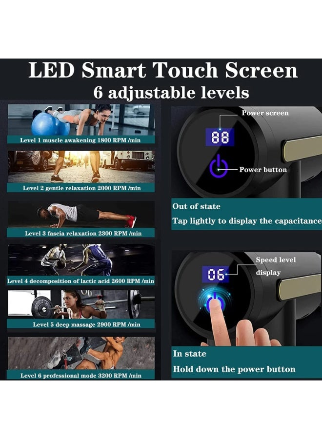 Massage Gun,Mini Massage Gun Deep Tissue,6 Speeds Percussion Muscle Massager with 4 Massage Heads 1800mAh Battery Type-C Charging Super Quiet Massage Gun - Image 2