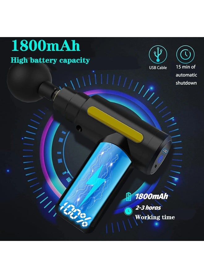 Massage Gun,Mini Massage Gun Deep Tissue,6 Speeds Percussion Muscle Massager with 4 Massage Heads 1800mAh Battery Type-C Charging Super Quiet Massage Gun - Image 4