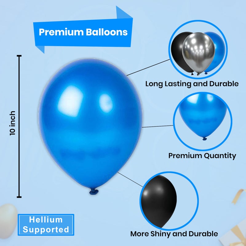 1iAM Happy Father's Day Decoration Combo Pack of 32 | Blue "HAPPY FATHER'S DAY" Printed Banner with Ribbon, 30pcs Balloons, 1pc Balloon Arch | All in One Surprise Party Gift for Dad, Papa, Baba, Abbu - Image 5