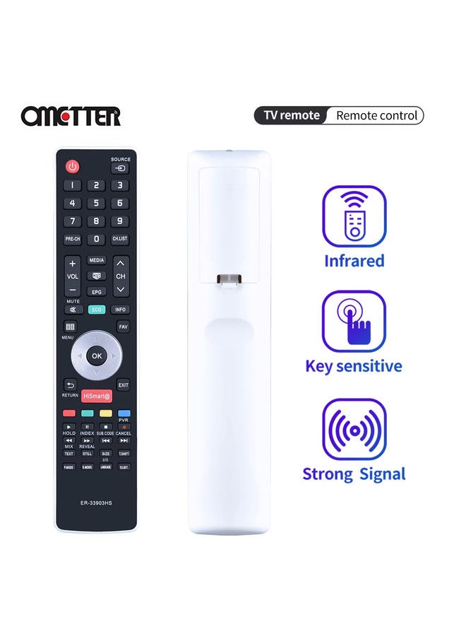 OMETTER - Remote Control ER-33903 ER-33903HS for Hisense LCD Smart TV 55K600XWSEU3D LTDN55K600XWSEU3D LHD32K360WSEU LTDN39K360WSGEU LTD - Image 1