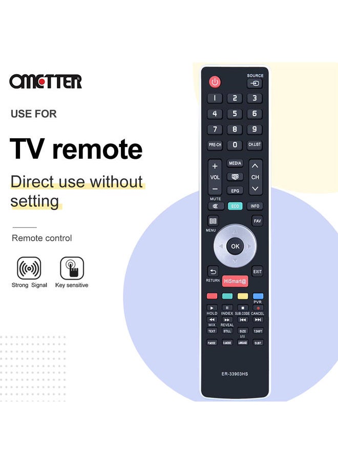 OMETTER - Remote Control ER-33903 ER-33903HS for Hisense LCD Smart TV 55K600XWSEU3D LTDN55K600XWSEU3D LHD32K360WSEU LTDN39K360WSGEU LTD - Image 1