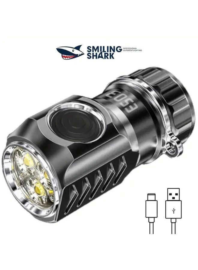 Smiling Shark ES03black Rechargeable Mini Flashlight 3 SST20 LED Aluminum Alloy Torch For Outdoor - Image 2
