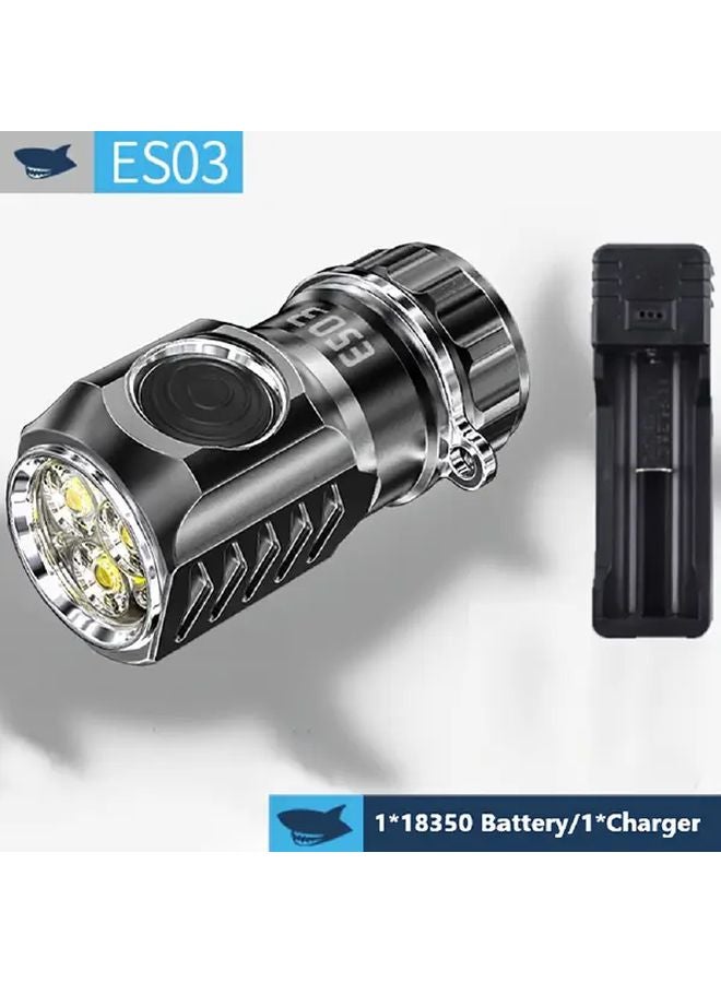 Smiling Shark ES03black Rechargeable Mini Flashlight 3 SST20 LED Aluminum Alloy Torch For Outdoor - Image 1