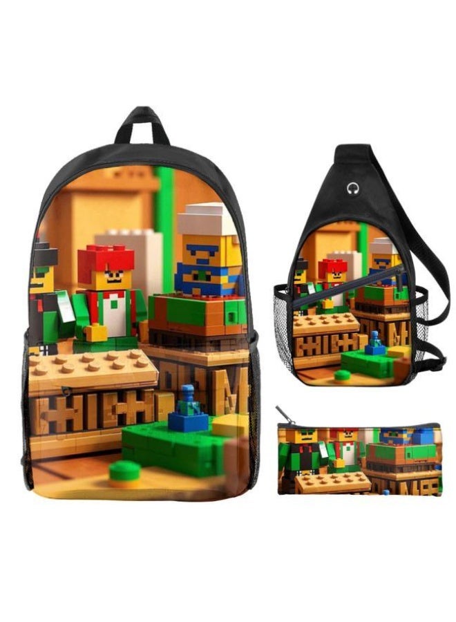 Universal cartoon new three-piece schoolbag - 641  - Image 1