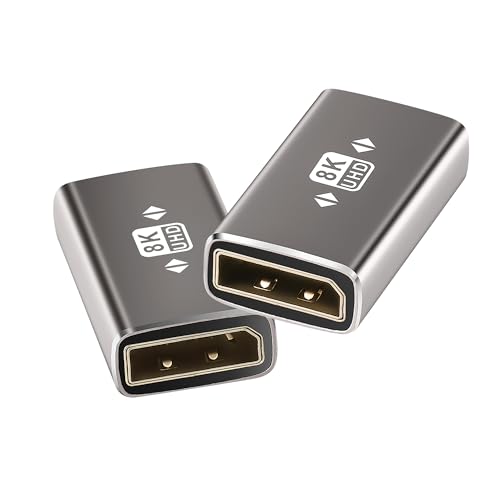Togconn 8K DisplayPort (DP) Coupler Adapter 2 Pack, DisplayPort (DP) 1.4 Female to Female Aluminum Alloy Shell Extender Connector, Supports 8K@60Hz, 4K@144Hz, 4K@120Hz,2K for HDTV, Monitors, Laptop, Projector - Image 1